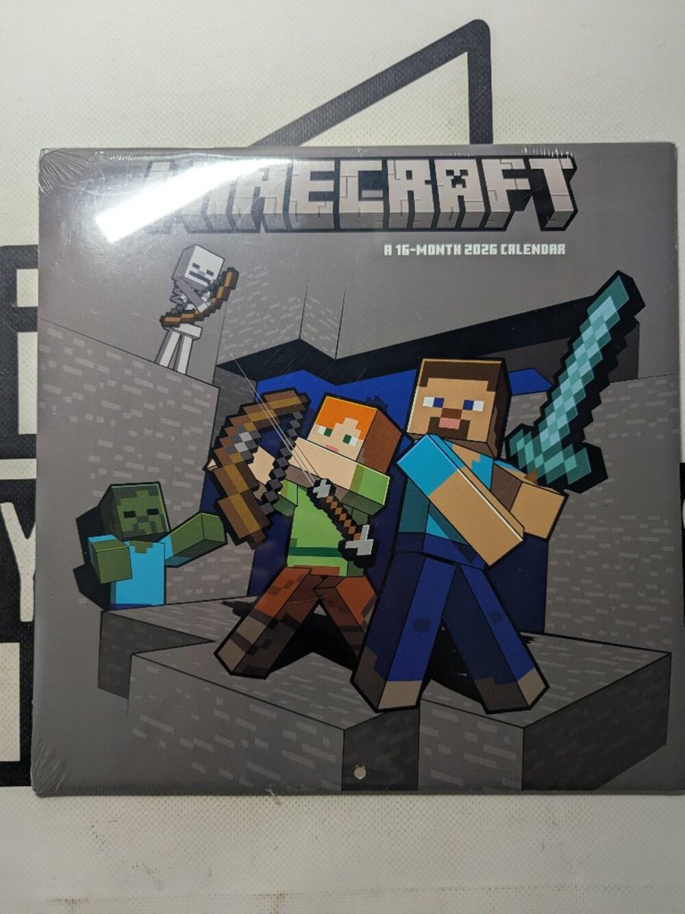 Minecraft a 16-Month 2026 Calendar sss... BOOM Diamond Armor Bees Creepers Duck